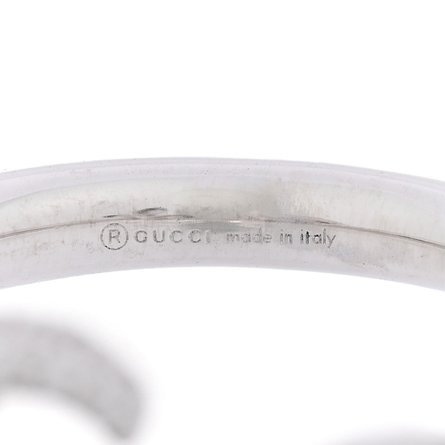 Gucci 18K White Gold Diamond Flora GG Open Ring 49 4.75 5 of 6