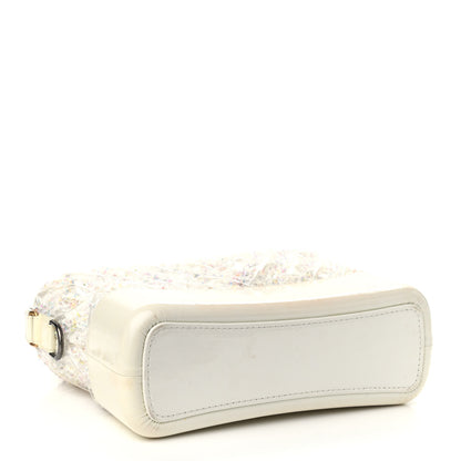 Chanel Tweed PVC Patent Chevron Quilted Medium Gabrielle Hobo White 4 of 15