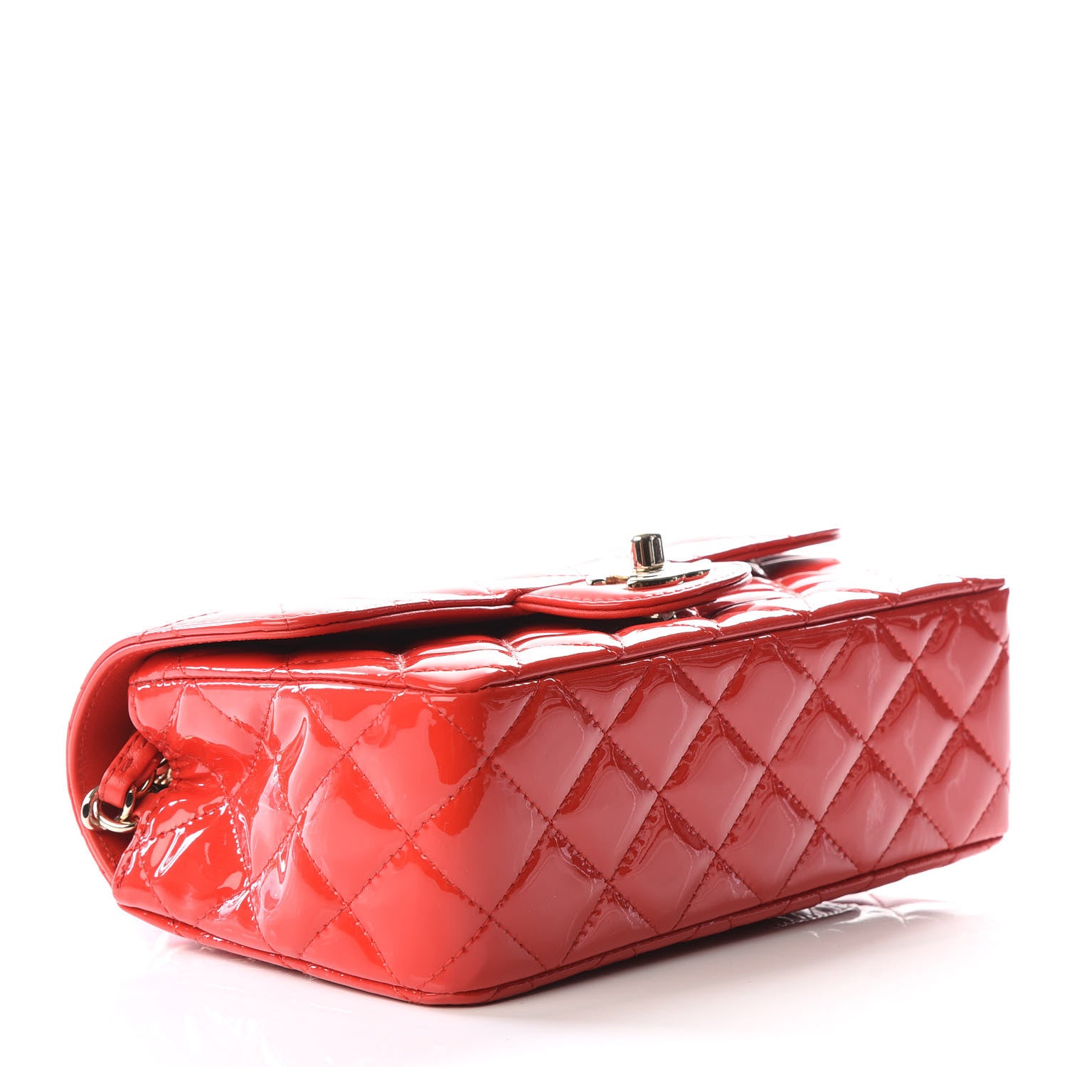 Chanel Patent Calfskin Quilted Mini Rectangular Flap Red 3 of 12