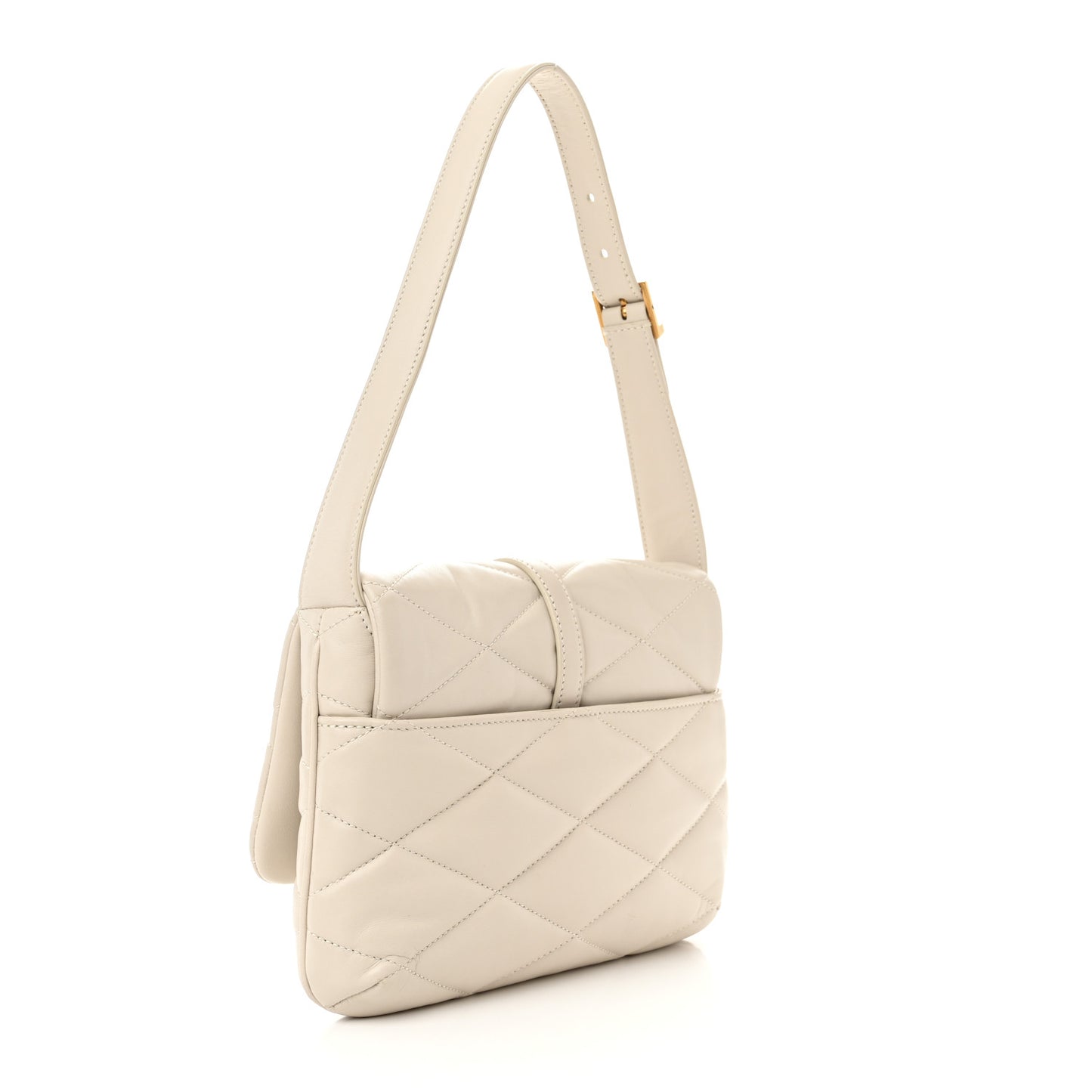Lambskin Quilted Le 57 Diamond Shoulder Bag Crema Soft