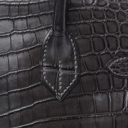 Hermes Matte Niloticus Crocodile Birkin 30 Gris Elephant 24 of 45