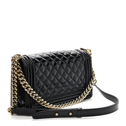 Chanel Patent Calfskin Quilted Medium Boy Flap Black 3 of 9