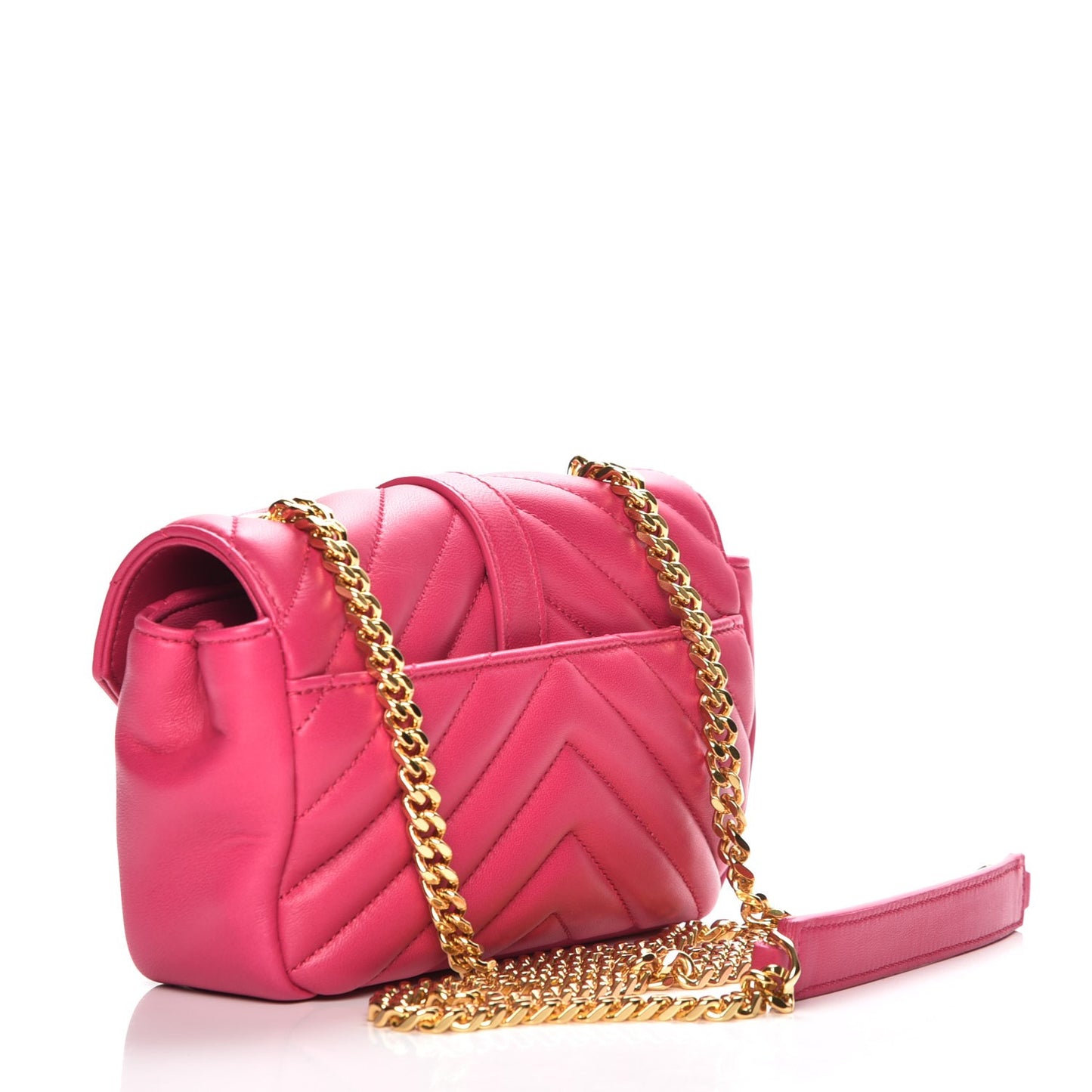 Calfskin Matelasse Chevron Classic Monogram Baby Chain Bag Fuchsia