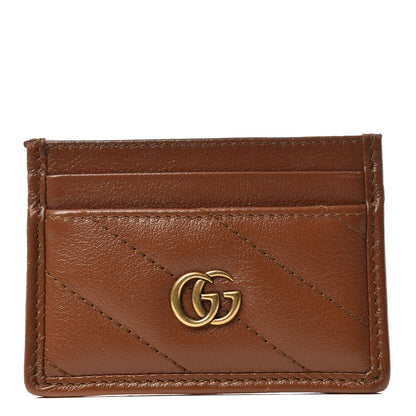 Gucci Azalea Calfskin Matelasse Diagonal GG Marmont Card Holder Cuir 1 of 5