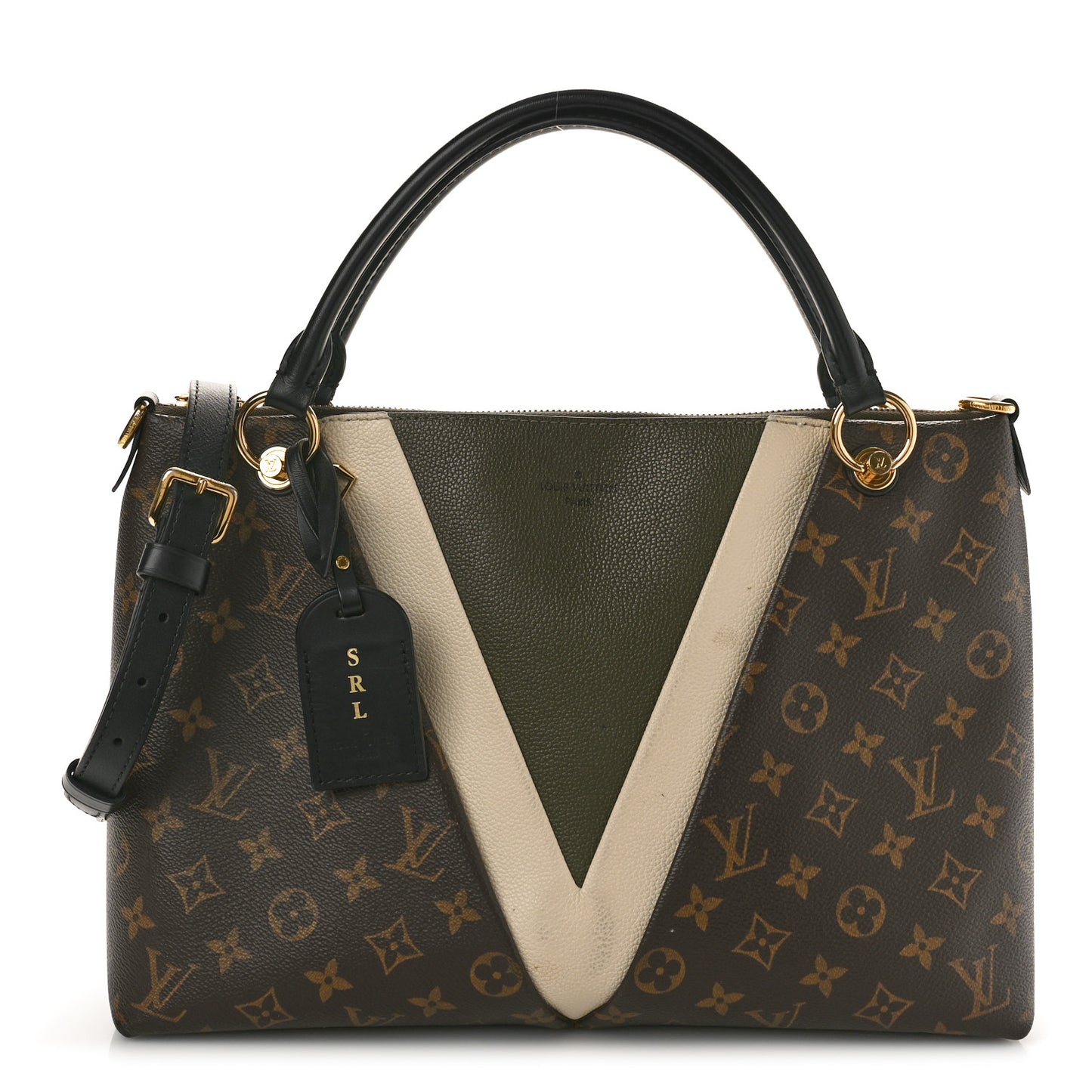 Monogram V Tote MM Khaki Cream