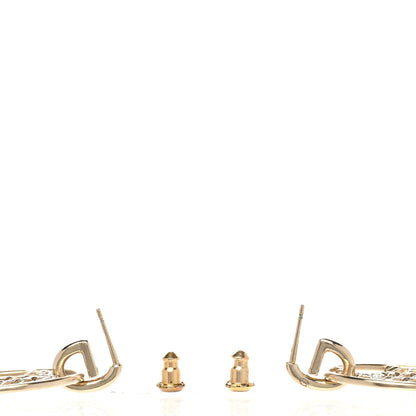 Chanel Baguette Crystal Round CC Drop Earrings Gold 3 of 5