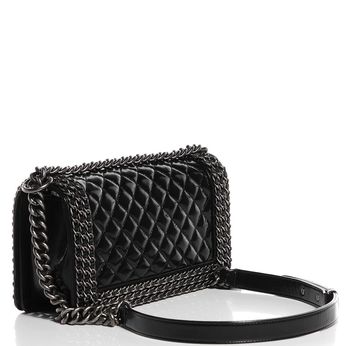 Calfskin Medium Boy Chained Flap Black
