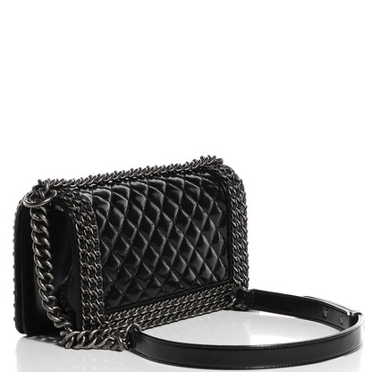 Chanel Calfskin Medium Boy Chained Flap Black 3 of 8
