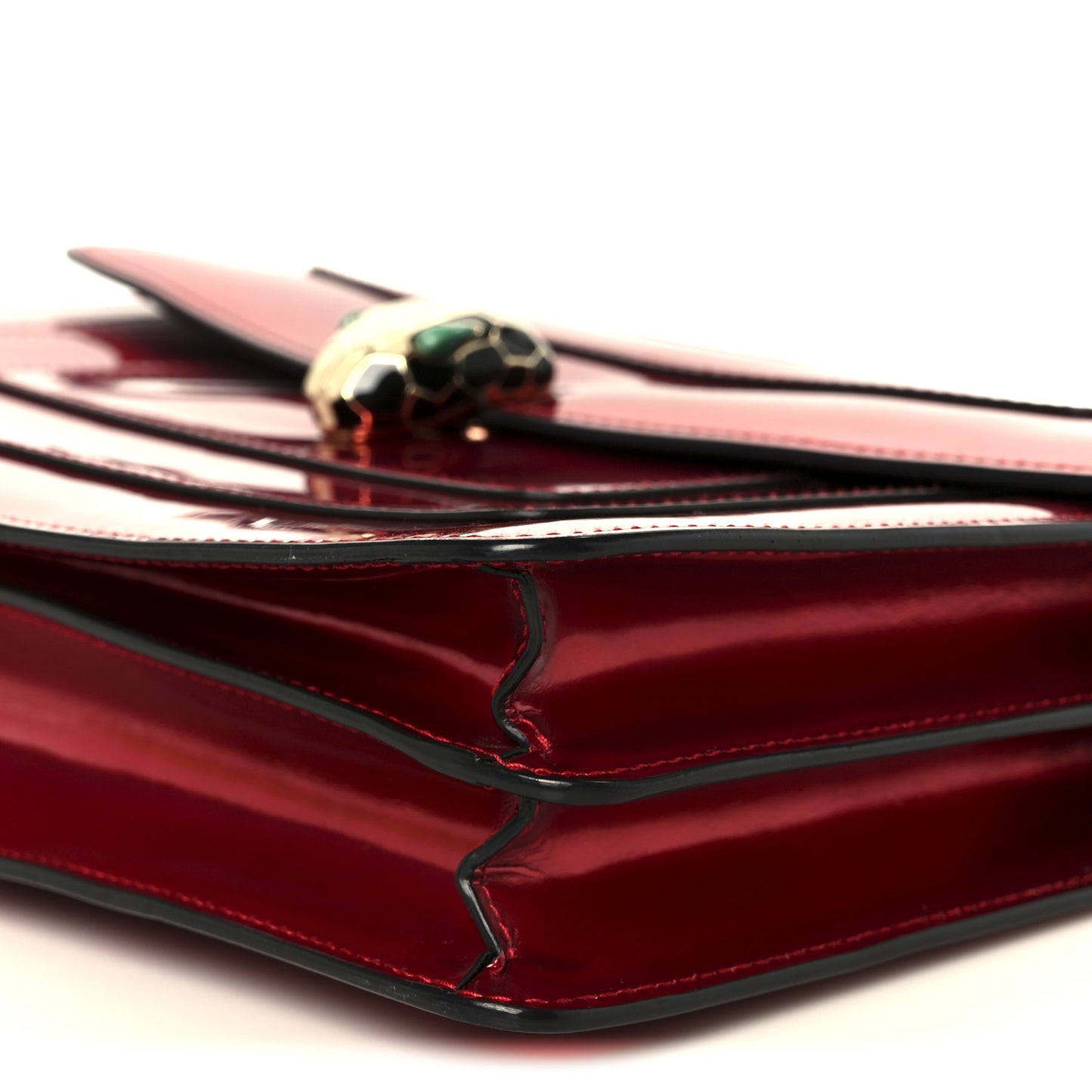 Metallic Calfskin Serpenti Forever Shoulder Bag Red