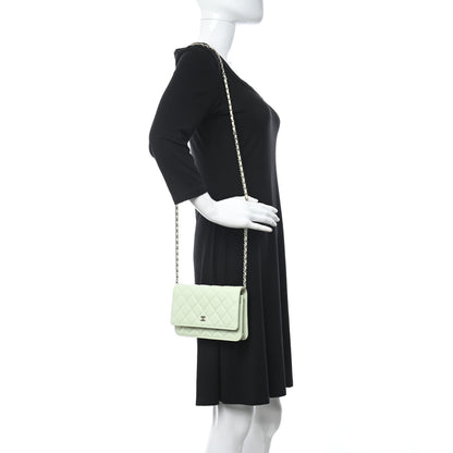 Chanel Caviar Quilted Wallet On Chain WOC Dark Green 2 of 12