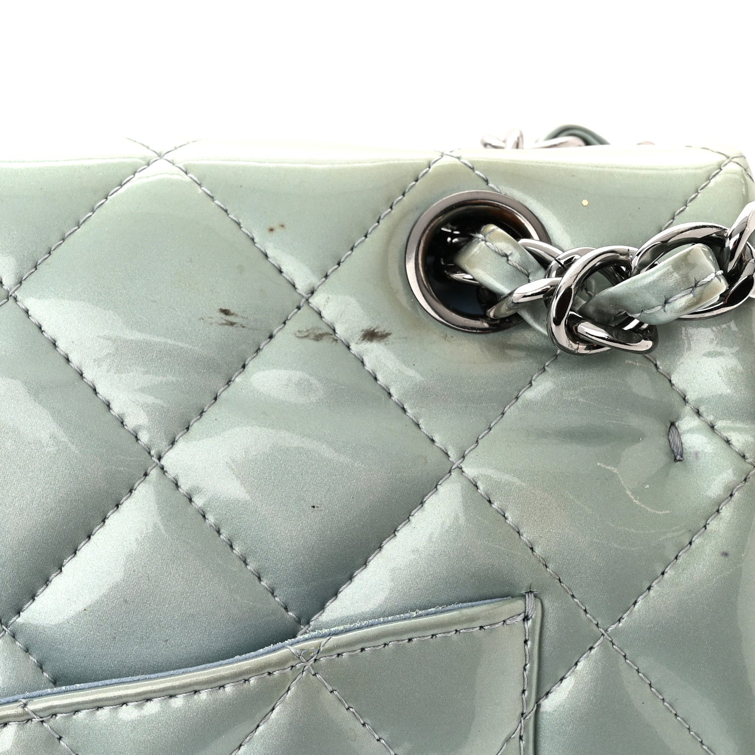 Chanel Patent Quilted Maxi Double Flap Light Blue 11 of 16