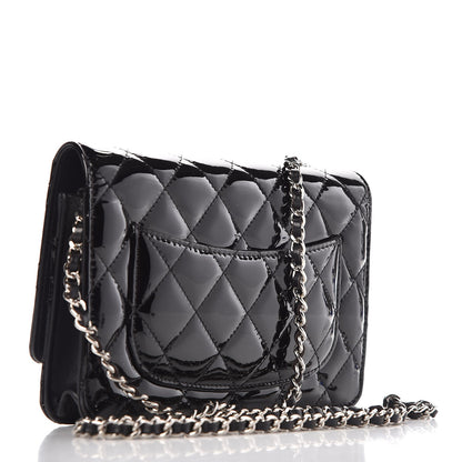 Chanel Patent Quilted Wallet On Chain WOC Black 3 of 13