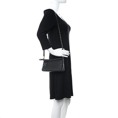 Valentino Garavani Pebbled Calfskin Small Rockstud Flip Lock Shoulder Bag Black 2 of 9