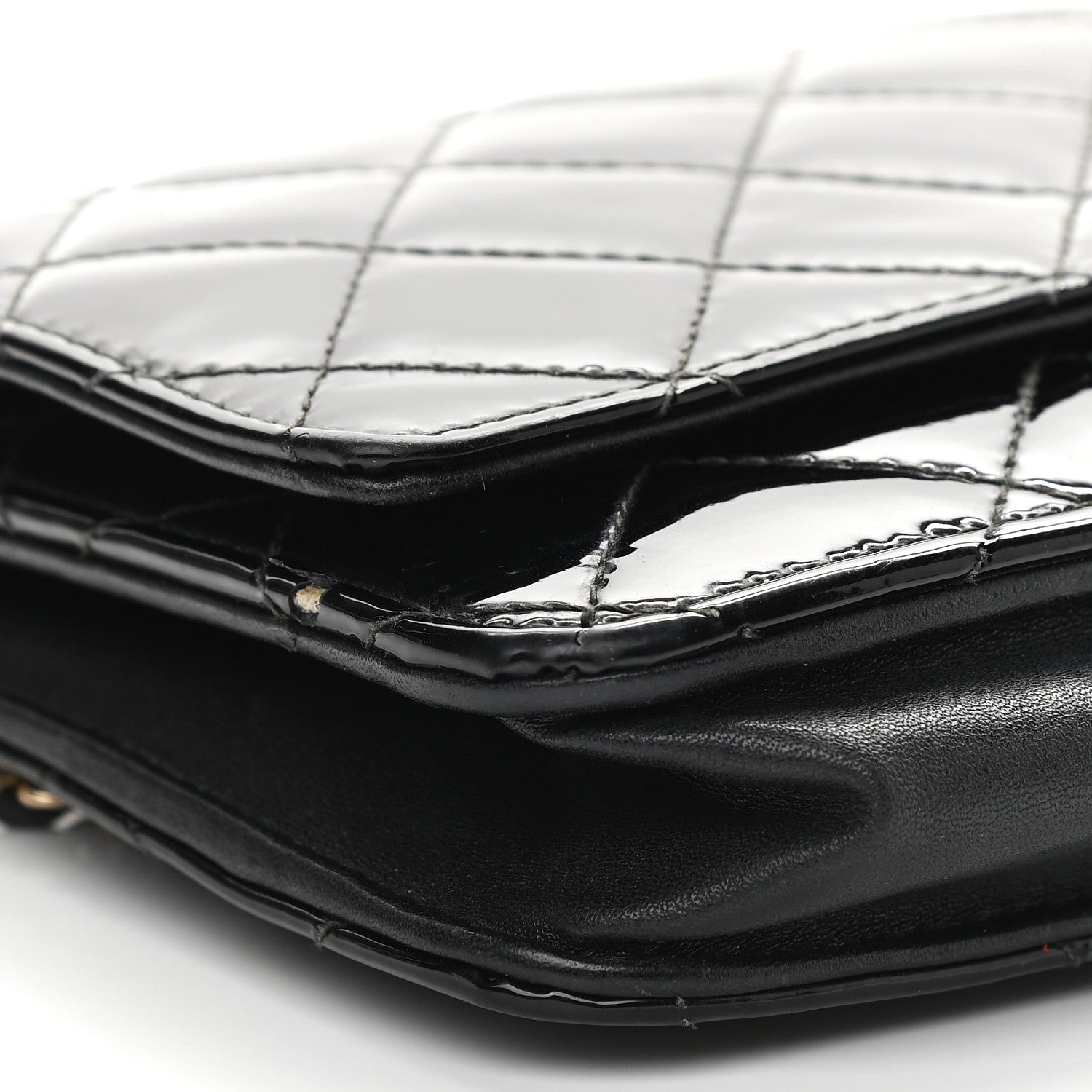 Chanel Patent Quilted Wallet On Chain WOC Black 9 of 13