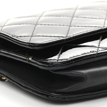 Chanel Patent Quilted Wallet On Chain WOC Black 9 of 13