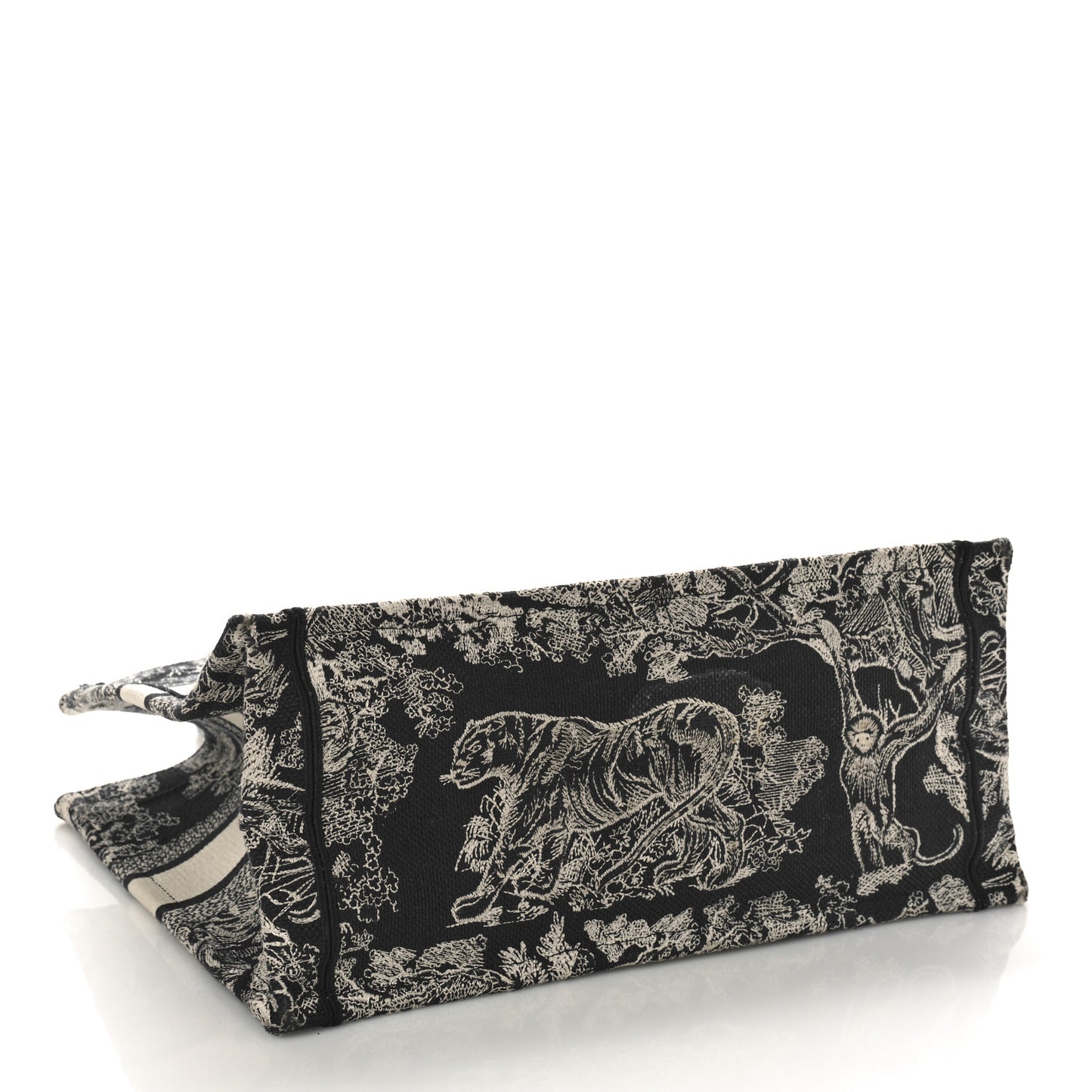 Canvas Embroidered Medium Toile De Jouy Reverse Book Tote Blue