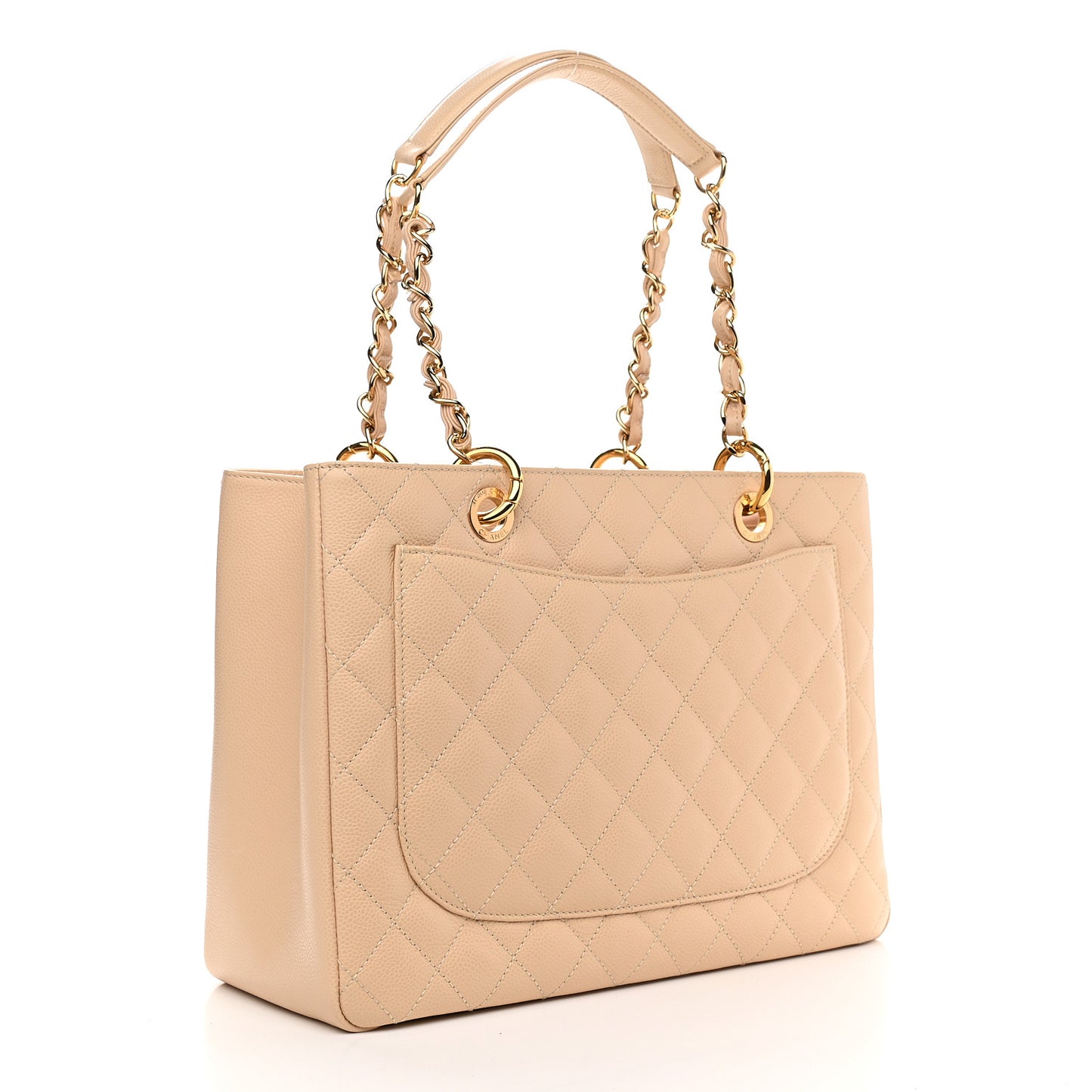 Caviar Quilted Grand Shopping Tote GST Beige