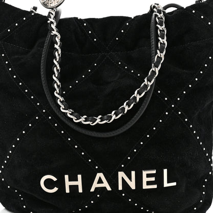 Chanel Suede Stitched Quilted Studded Mini Chanel 22 Black 8 of 10