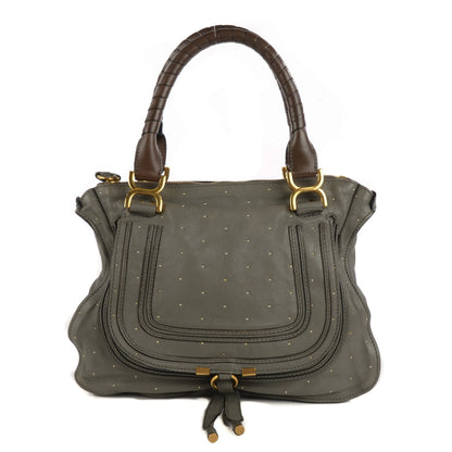 Chloe Calfskin Studded Small Marcie Satchel Stone 1 of 9