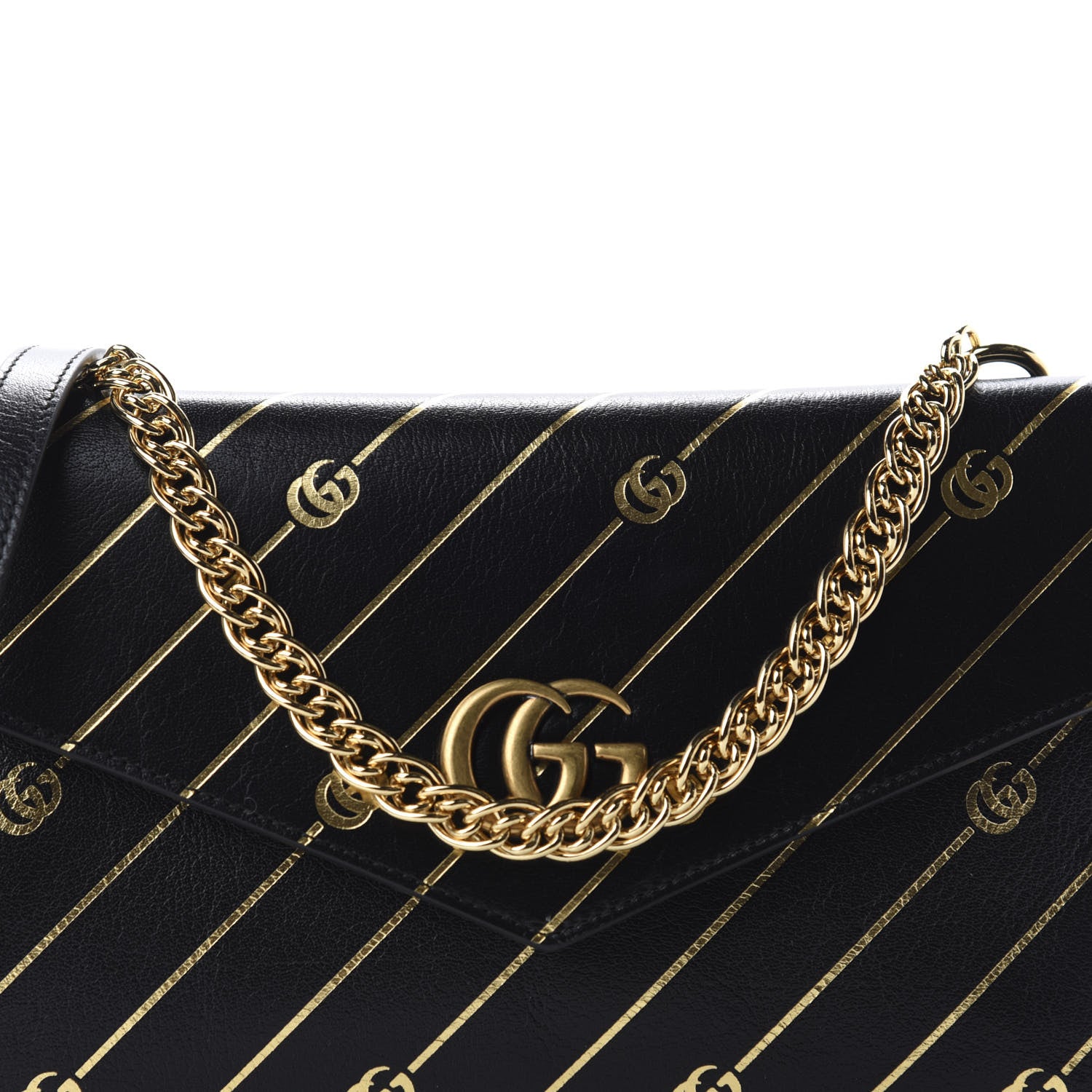 Gucci Calfskin Diagonal GG Medium Thiara Double Envelope Shoulder Bag Black White 11 of 11