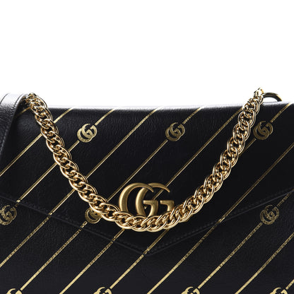 Gucci Calfskin Diagonal GG Medium Thiara Double Envelope Shoulder Bag Black White 11 of 11