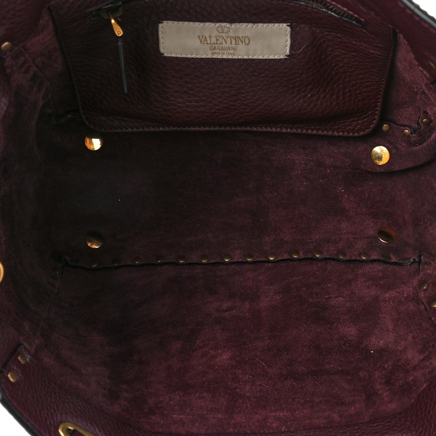 Valentino Garavani Grained Calfskin Small Rockstud Rolling Tote Rubin 5 of 7