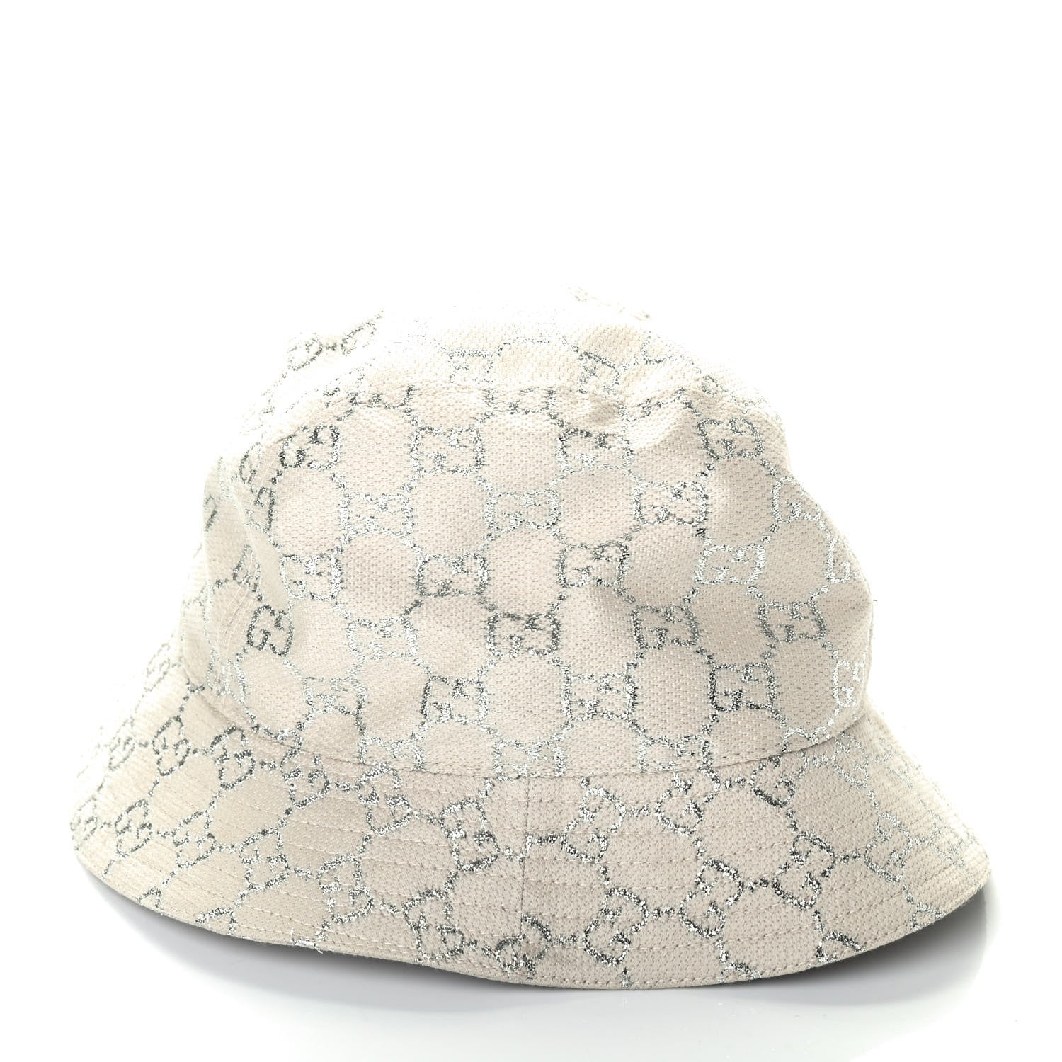 Gucci Canvas Lame GG Monogram Bucket Hat S Gardenia Silver 2 of 4