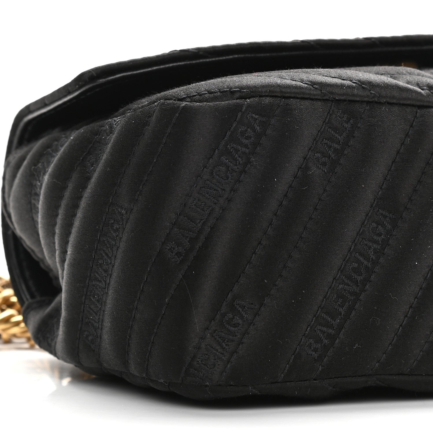 Balenciaga Satin Jacquard Logo Matelasse S BB Round Shoulder Bag Black 7 of 9