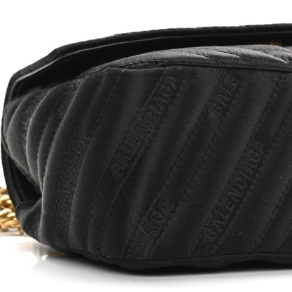 Balenciaga Satin Jacquard Logo Matelasse S BB Round Shoulder Bag Black 7 of 9