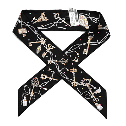 Hermes Silk Les Cles A Pois Twilly Black Beige Rose Multicolor 1 of 5