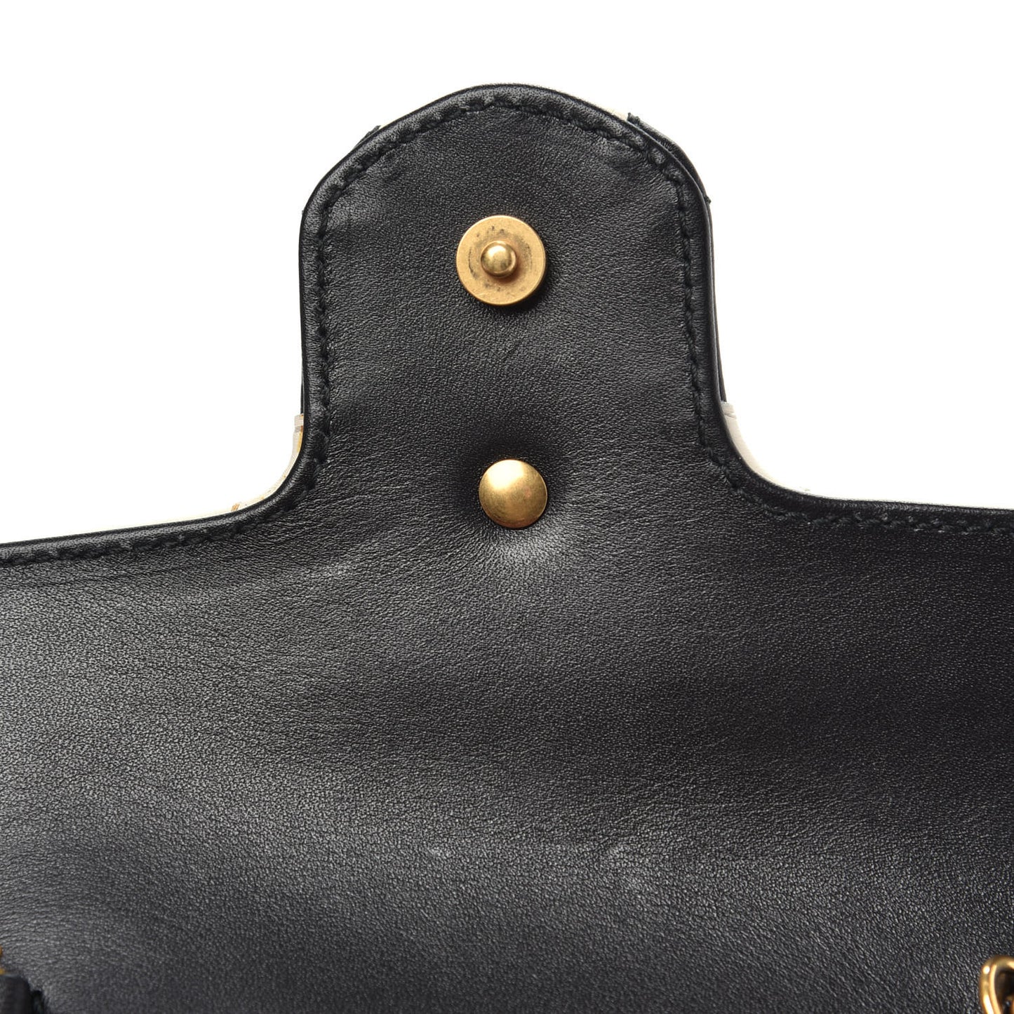 Calfskin Matelasse Super Mini GG Marmont Shoulder Bag Black White