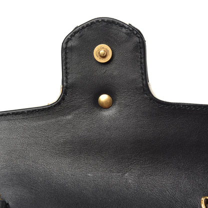 Gucci Calfskin Matelasse Super Mini GG Marmont Shoulder Bag Black White 8 of 13