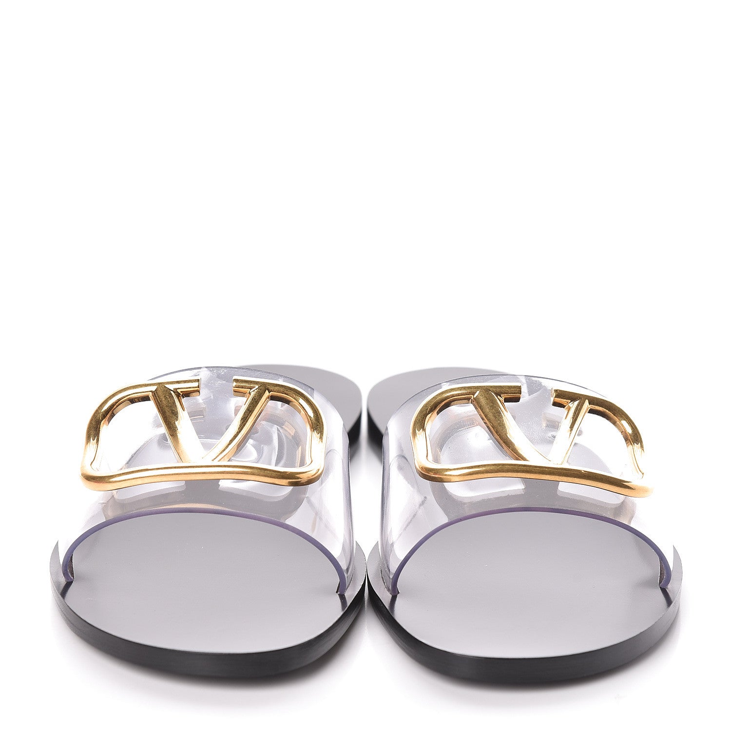 Valentino Garavani PVC Transparent Vlogo Flat Slide Sandals 39 Black 2 of 8