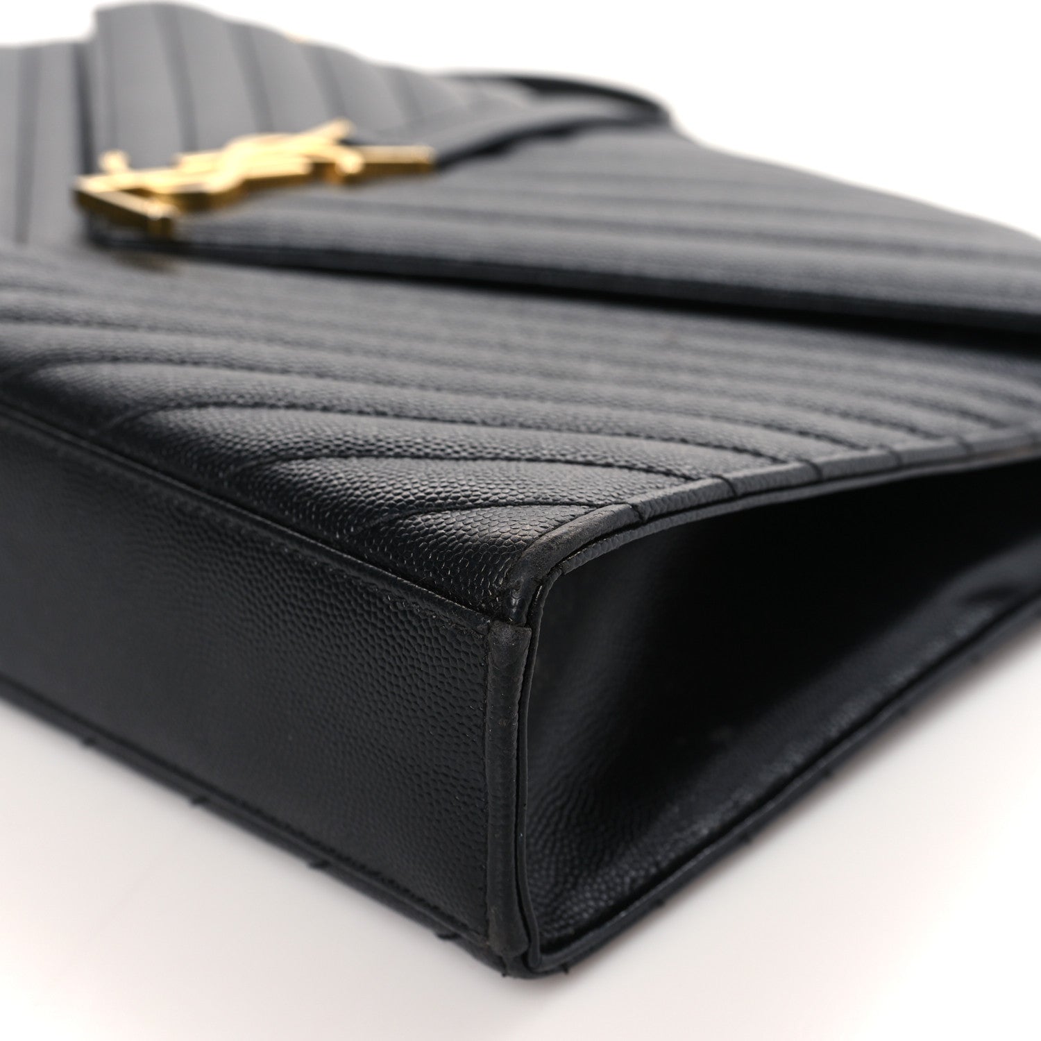 Saint Laurent Grain De Poudre Matelasse Chevron Large Monogram Satchel Black 8 of 10