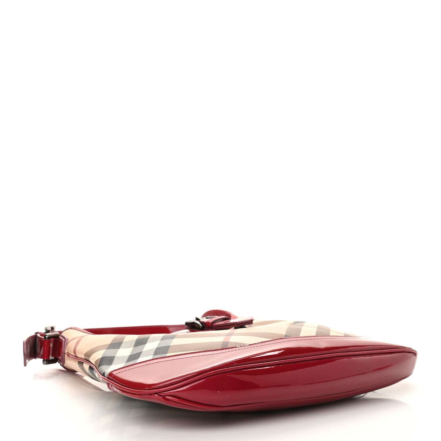 Burberry Patent Nova Check Brook Hobo Military Red 4 of 13