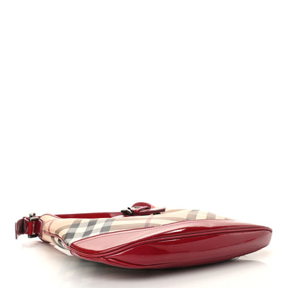 Burberry Patent Nova Check Brook Hobo Military Red 4 of 13