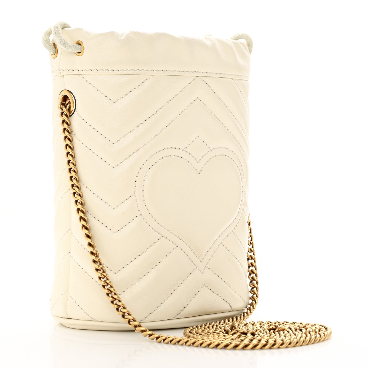 Gucci Calfskin Matelasse Mini GG Marmont 2.0 Bucket Bag White 3 of 16