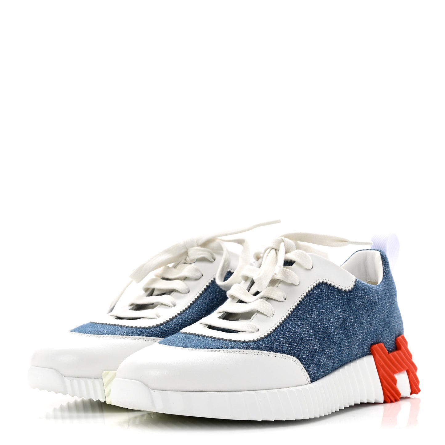 Denim Suede Goatskin Bouncing Sneakers 37 Bleu Clair White