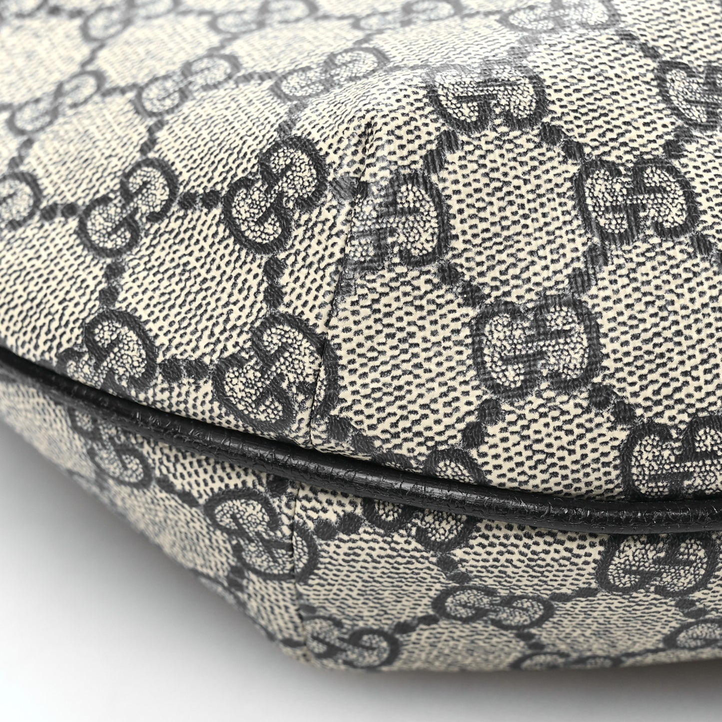 GG Supreme Monogram Textured Dollar Calfskin Web Small Ophidia Half Moon Hobo Beige Blue