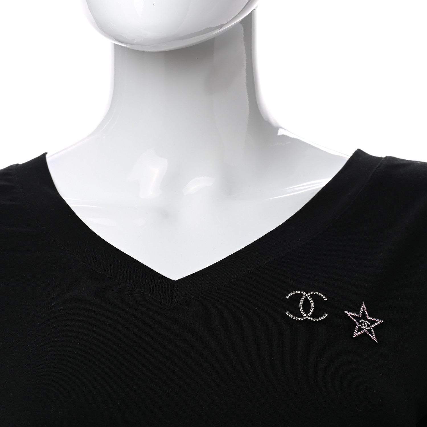 Chanel Crystal CC Star Pin Brooch Set Silver 2 of 5