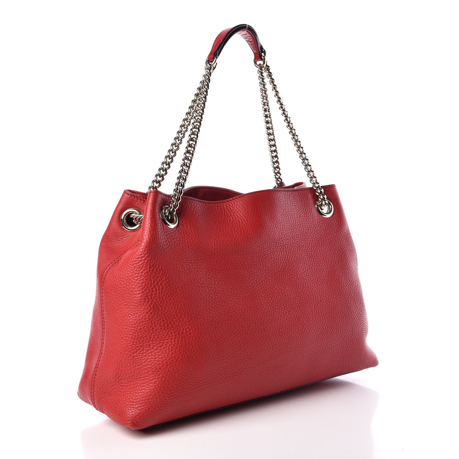 Gucci Pebbled Calfskin Medium Soho Chain Shoulder Bag Tabasco Red 3 of 9