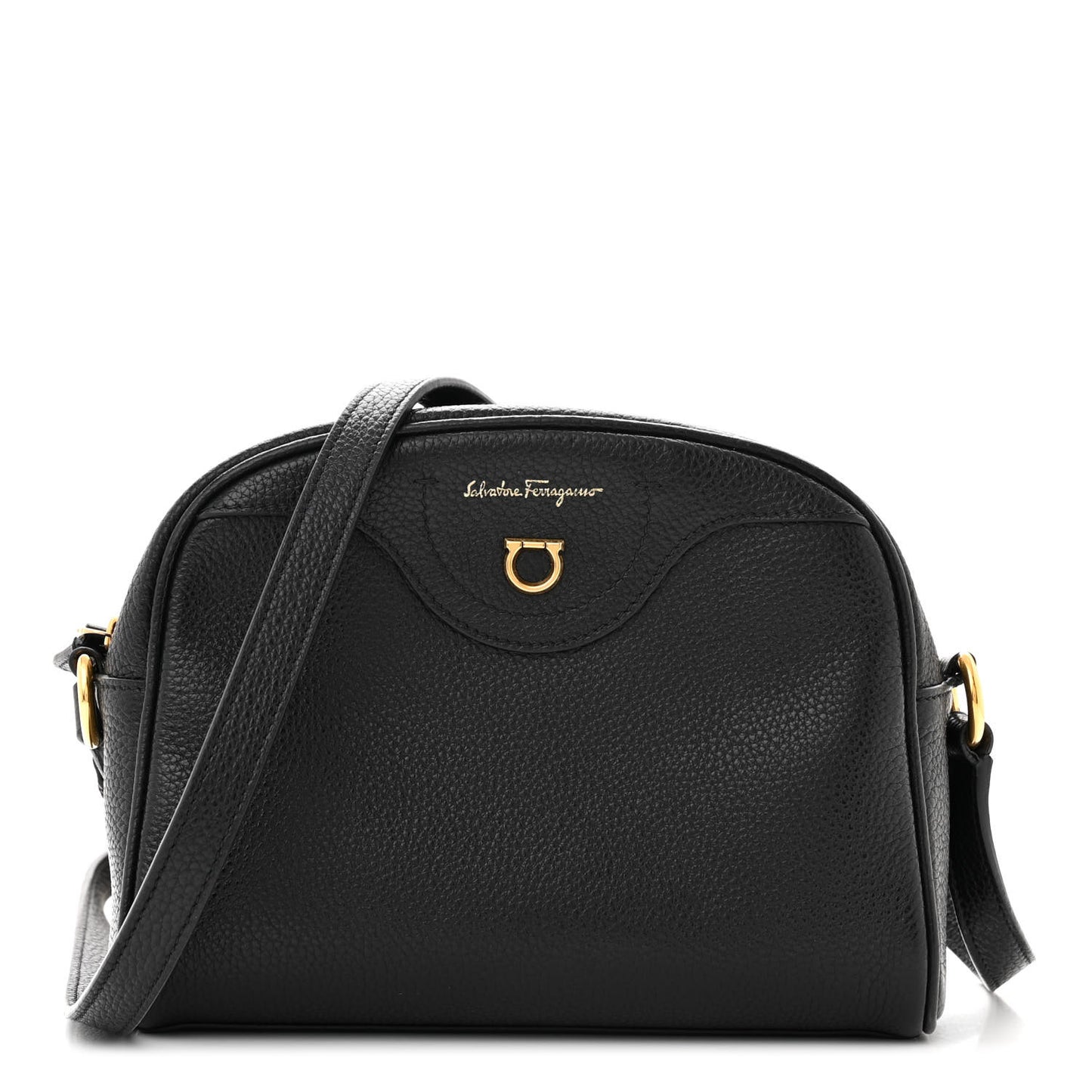 Calfskin Travel Camera Crossbody Bag Black