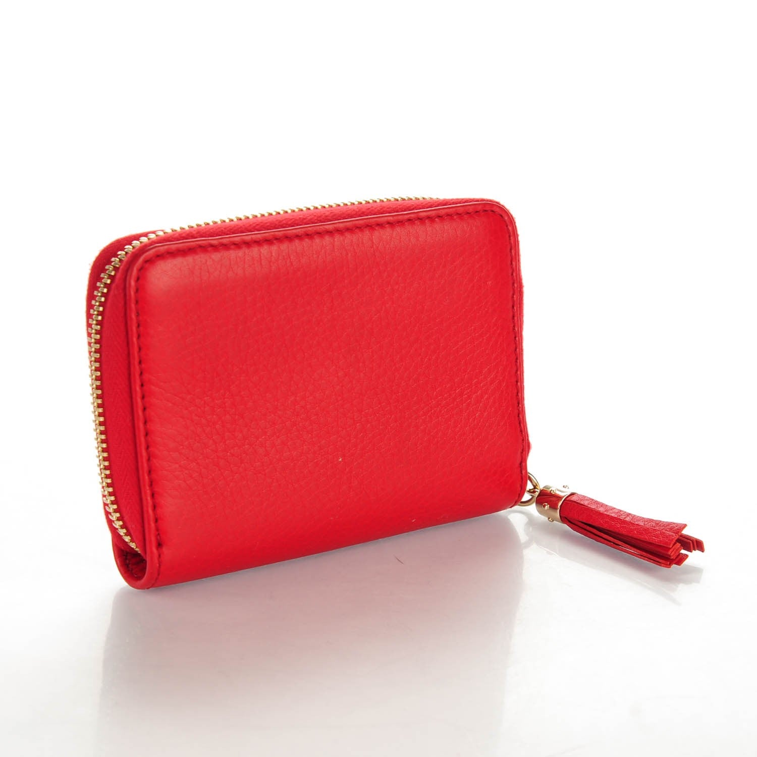 Gucci Pebbled Calfskin Soho Compact Disco Zip Around Wallet Tabasco Red 3 of 7