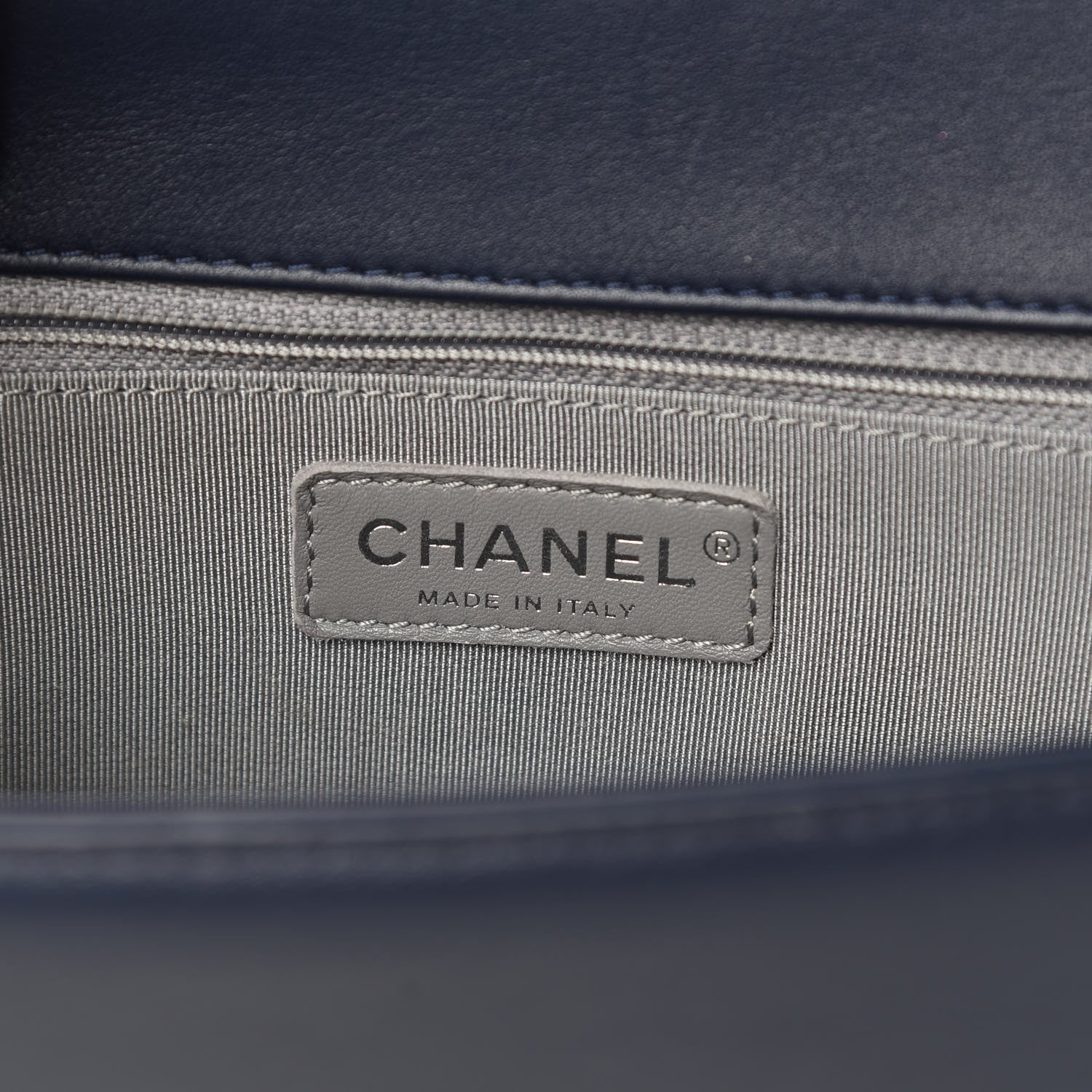 Chanel Calfskin Chevron Quilted New Medium Boy Flap Dark Navy Blue 6 of 14