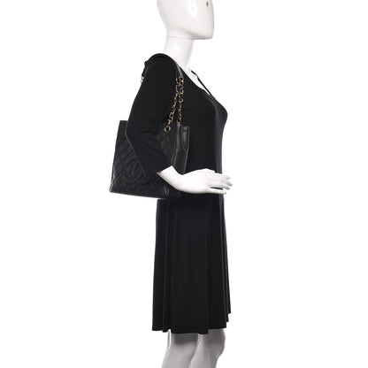 Chanel Caviar Quilted Petit Shopping Tote PST Black 2 of 12