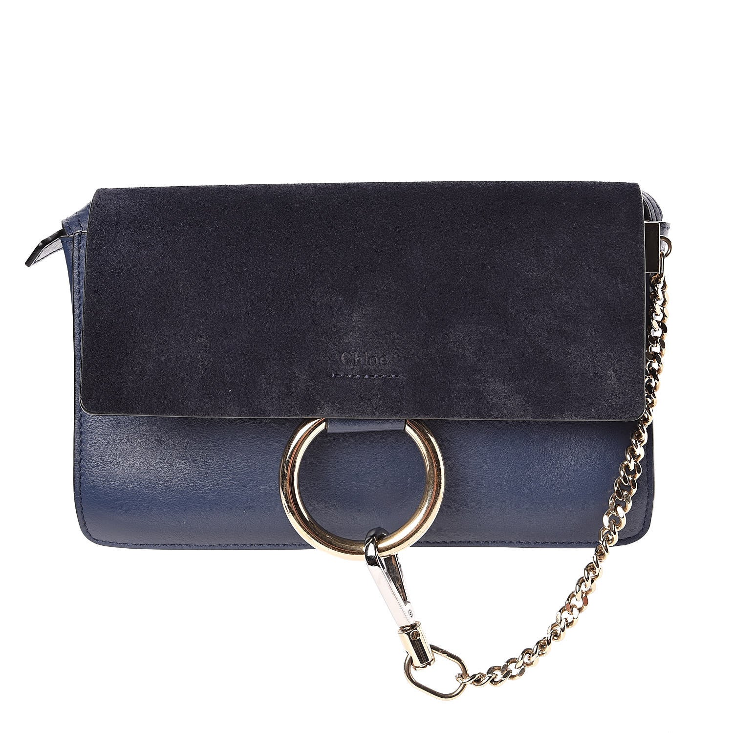 Chloe Suede Calfskin Small Faye Shoulder Bag Denim Blue 1 of 12