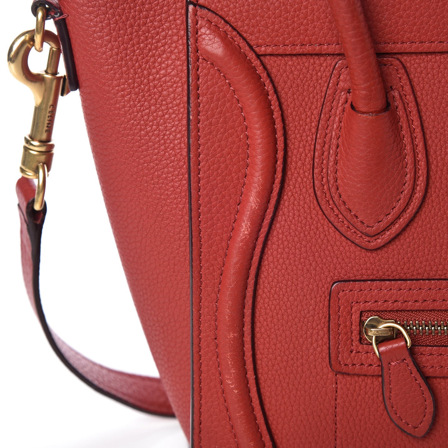 Baby Grained Calfskin Nano Luggage Red