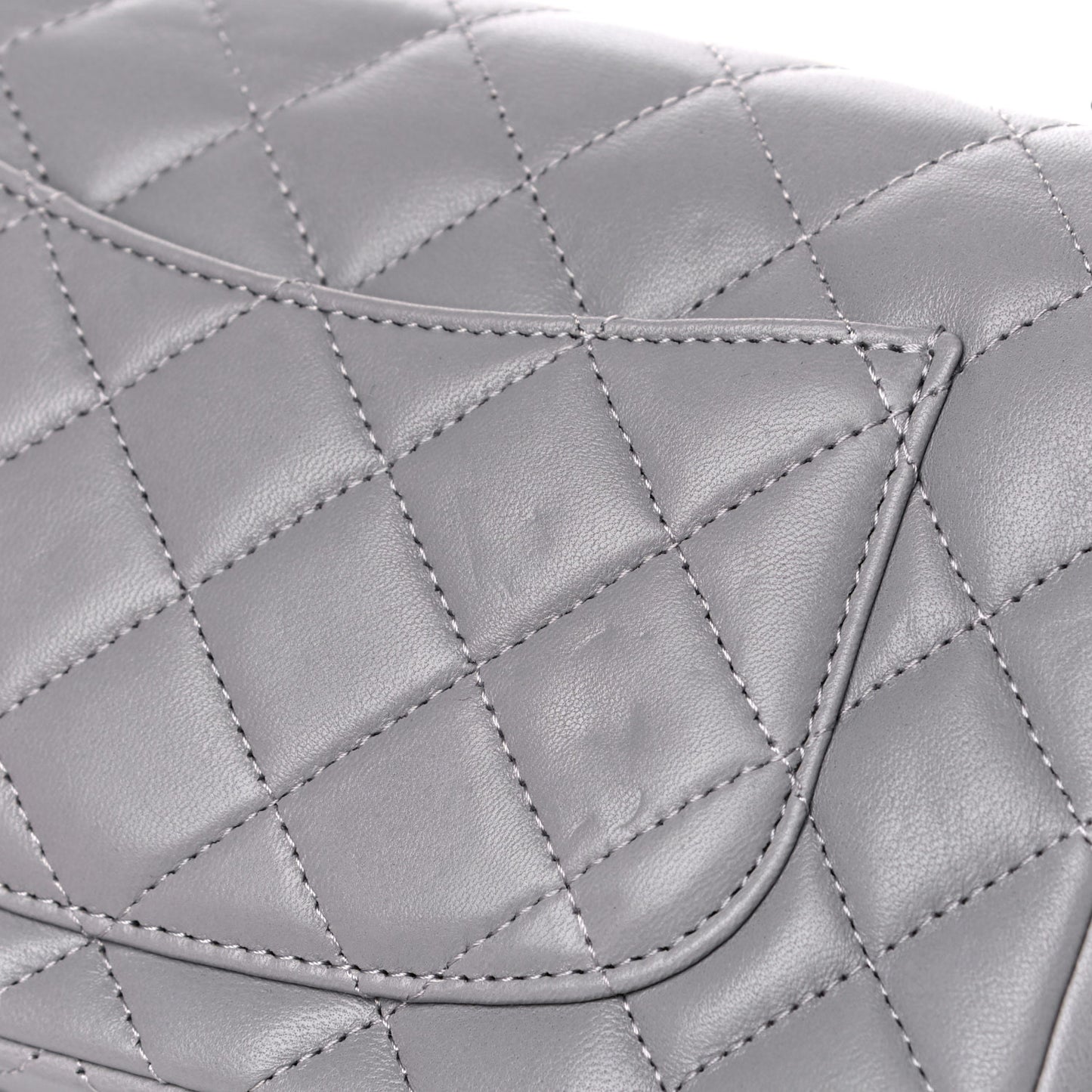 Lambskin Quilted Mini Rectangular Flap Grey