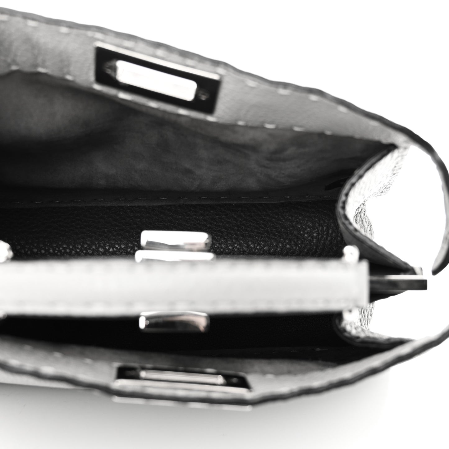 Cuoio Romano Selleria Bi-Color Small Peekaboo I SEE U Satchel Ghiaccio Asfalto