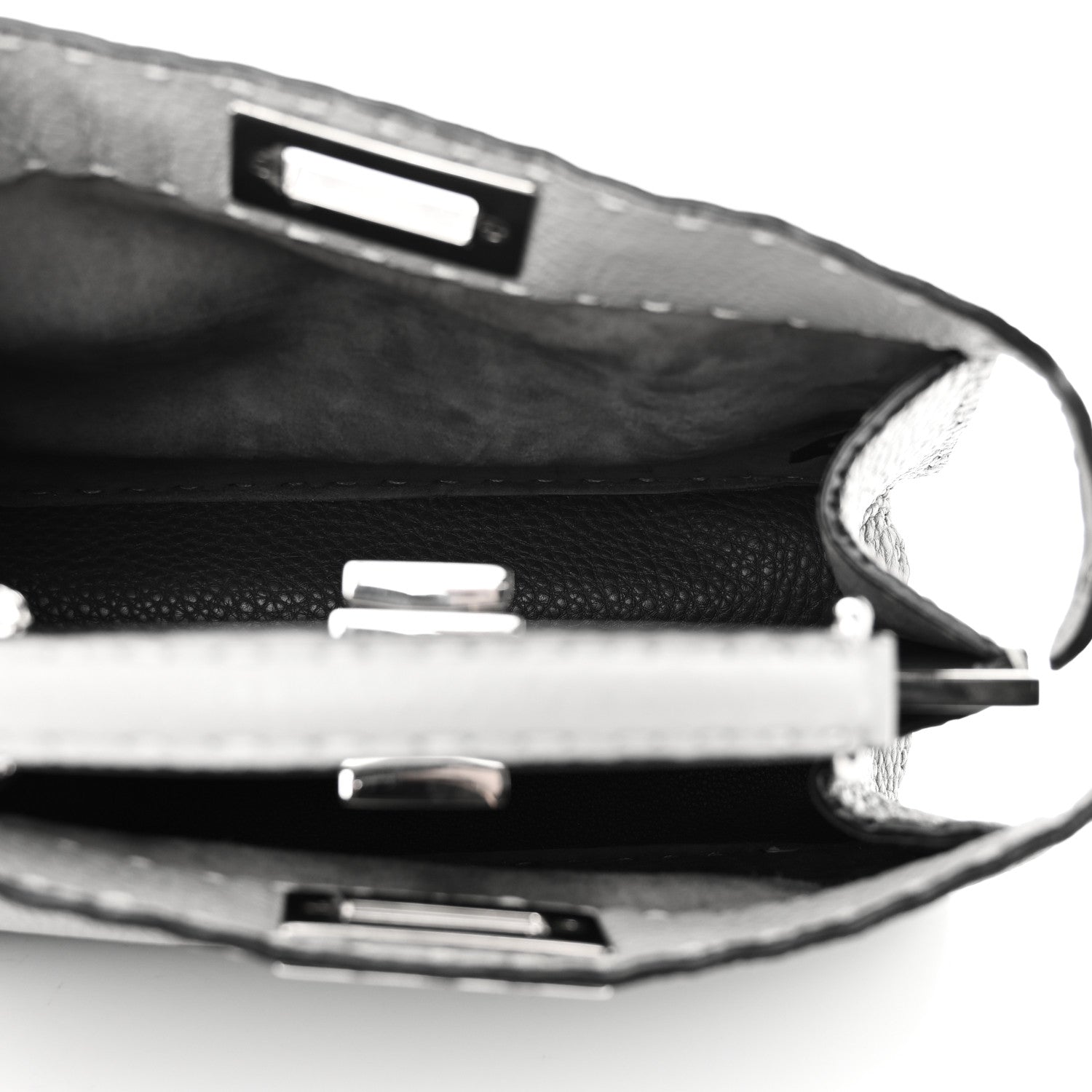 Fendi Cuoio Romano Selleria Bi-Color Small Peekaboo I SEE U Satchel Ghiaccio Asfalto 5 of 9